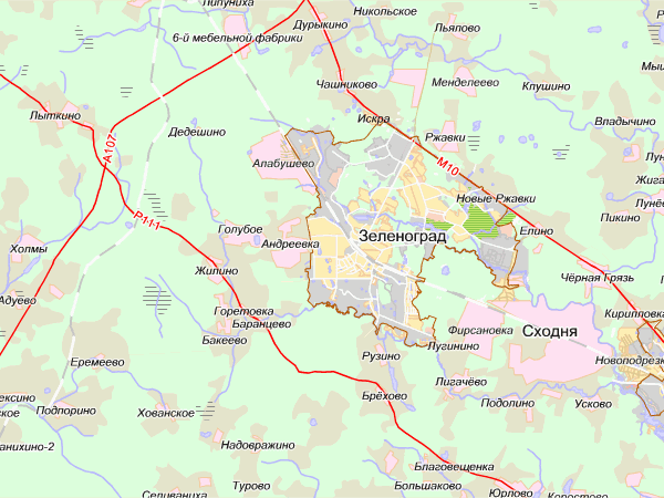 Карта подмосковья зеленоград